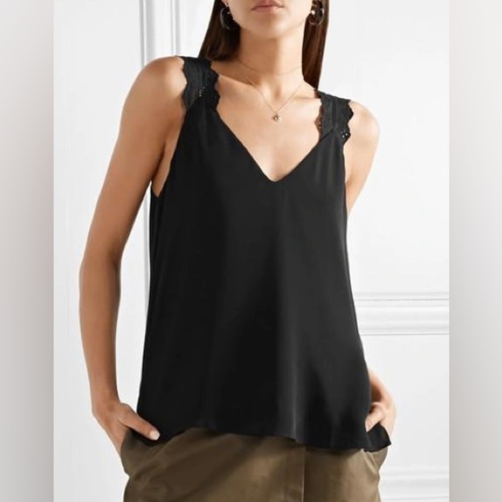 CAMI NYC The Gigi Broderie Anglaise Cotton-Trimmed
Silk-Georgette Camisole